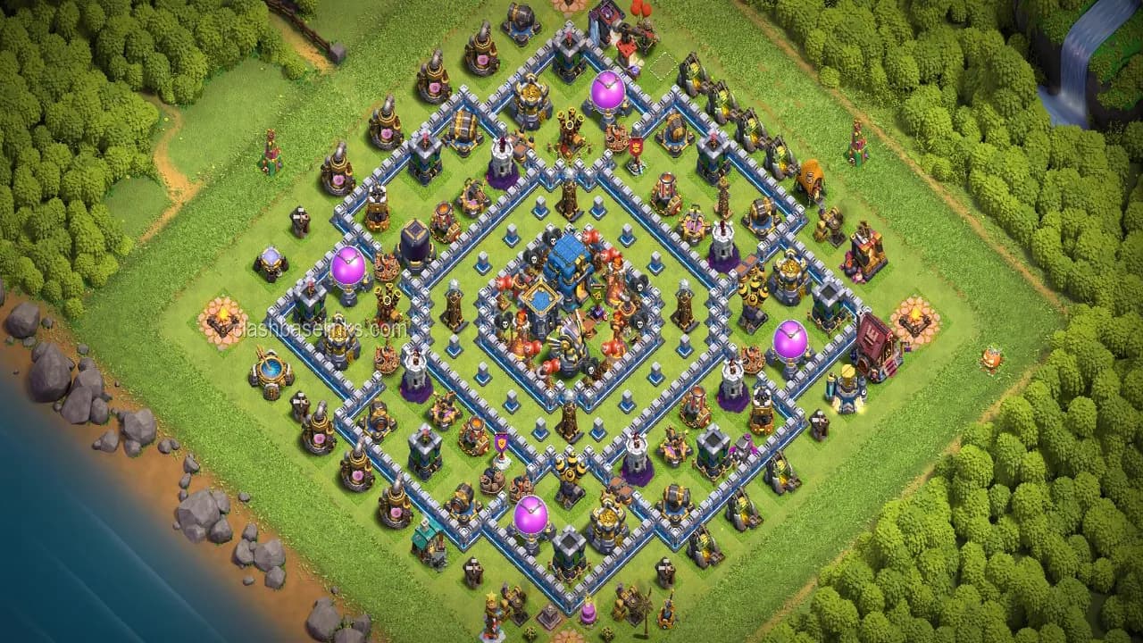 Base I've been using. 60% of attackers only manage one star, but a high% due to not being able to get the core. Thoughts? — TH12 War Base
