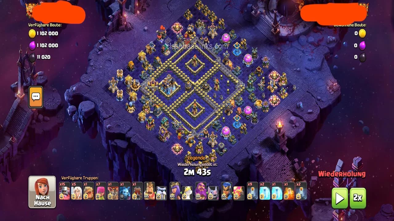 Looking for this Crazy base, only got 77% 2 Star on a 292 throphy day — TH18 War Base