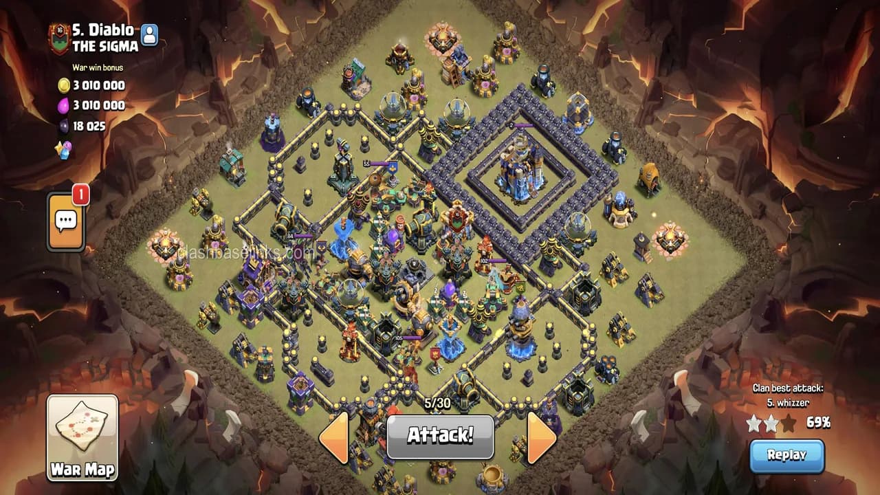 Looking for this base. Couldn't find it on clashfox — TH18 War Base